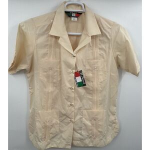 Vintage D'Accord Short Sleeve Button Guayabera Shirt NWT Bowling Large‎ Retro